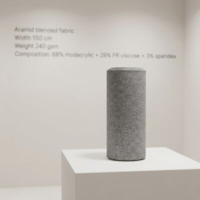 난연성 <2초 및 240gsm 중량의 68% 모다크릴 + 29% 난연 비스코스 + 3% 스판덱스 혼방 모다크릴 FR 원단