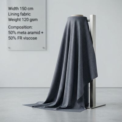 50% 메타아라미드 50% 난연 비스코스 안감 원단 - 영구 난연 120 gsm, 보호복용